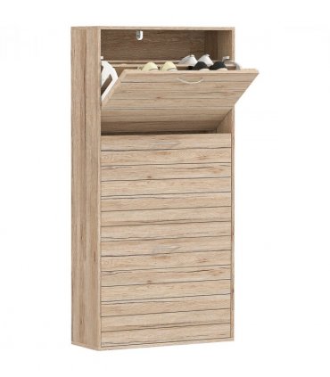HOMCOM Slim Shoe Storage Cabinet with 3 Flip Drawers for 12 Pair of Shoes