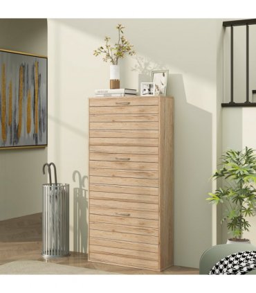 HOMCOM Slim Shoe Storage Cabinet with 3 Flip Drawers for 12 Pair of Shoes