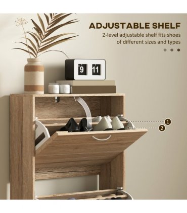 HOMCOM Slim Shoe Storage Cabinet with 3 Flip Drawers for 12 Pair of Shoes