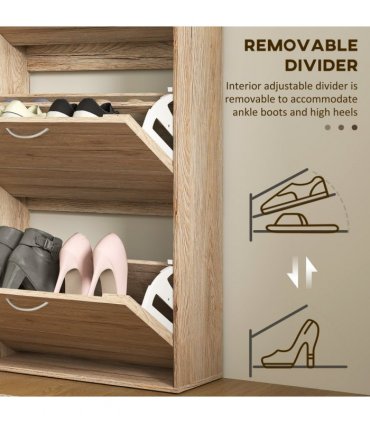HOMCOM Slim Shoe Storage Cabinet with 3 Flip Drawers for 12 Pair of Shoes