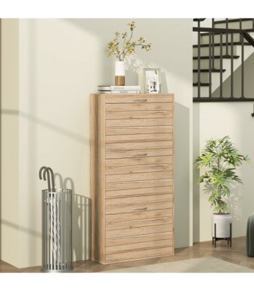 HOMCOM Slim Shoe Storage Cabinet with 3 Flip Drawers for 12 Pair of Shoes