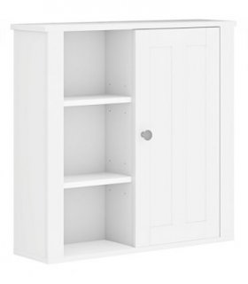 HOMCOM Modern Wall Mounted Bathroom Cabinet with Adjustable Shelves, White