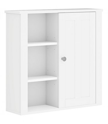 HOMCOM Modern Wall Mounted Bathroom Cabinet with Adjustable Shelves, White