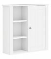 HOMCOM Modern Wall Mounted Bathroom Cabinet with Adjustable Shelves, White