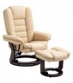 HOMCOM Swivel Manual Recliner and Footrest Set PU Leather Lounge Chair Beige