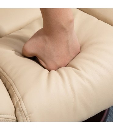 HOMCOM Swivel Manual Recliner and Footrest Set PU Leather Lounge Chair Beige