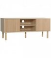 HOMCOM TV Stand Cabinet for TVs up to 50" with Sliding Doors, Natural