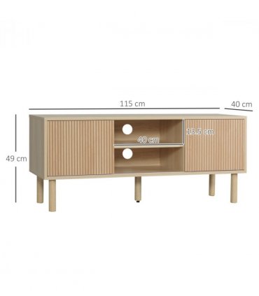 HOMCOM TV Stand Cabinet for TVs up to 50" with Sliding Doors, Natural