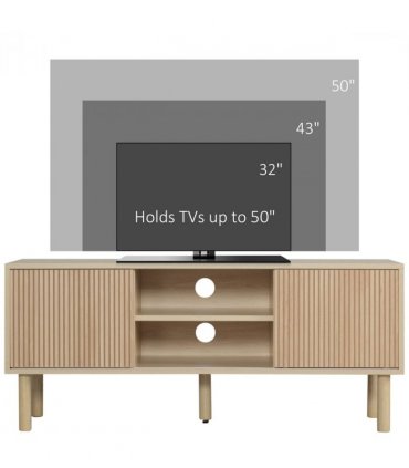 HOMCOM TV Stand Cabinet for TVs up to 50" with Sliding Doors, Natural