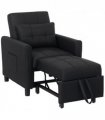 HOMCOM Folding Chair Bed, Sleeper Chair with Pillow, Side Pockets, Black