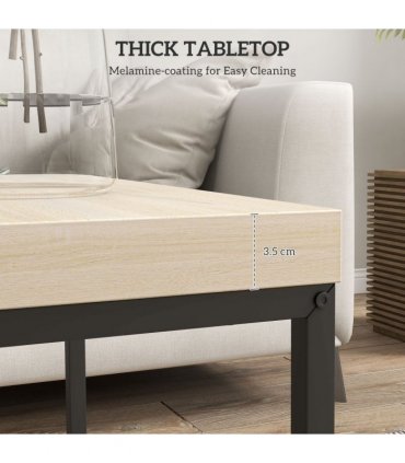 HOMCOM Coffee Table Set of 2, Nest of Tables with 3.5cm Thick Tabletop, Oak