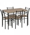 HOMCOM 5 Piece Dining Table and Chairs Set, Space Saving, Oak