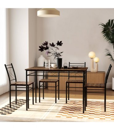 HOMCOM 5 Piece Dining Table and Chairs Set, Space Saving, Oak