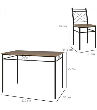 HOMCOM 5 Piece Dining Table and Chairs Set, Space Saving, Oak