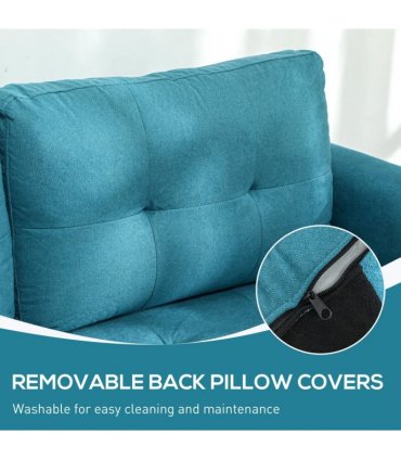 HOMCOM Convertible Modular Sectional Sofa w/ Storage Wood Frame Light Blue