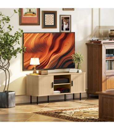 HOMCOM TV Unit for Living Room, TV Stand, Oak Tone