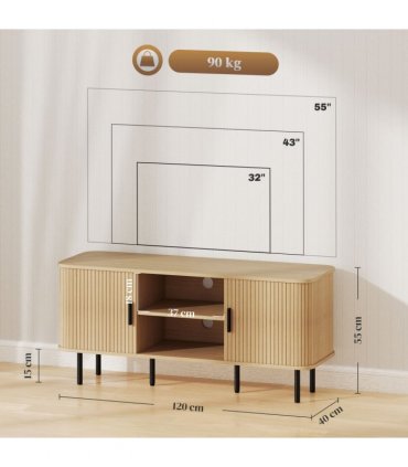 HOMCOM TV Unit for Living Room, TV Stand, Oak Tone