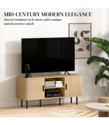 HOMCOM TV Unit for Living Room, TV Stand, Oak Tone