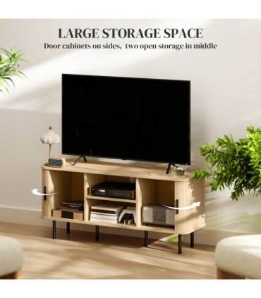 HOMCOM TV Unit for Living Room, TV Stand, Oak Tone