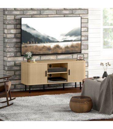 HOMCOM TV Unit for Living Room, TV Stand, Oak Tone