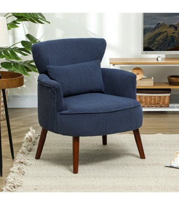 HOMCOM Armchair with Padded Seat and Backrest for Living Room, Blue