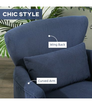 HOMCOM Armchair with Padded Seat and Backrest for Living Room, Blue