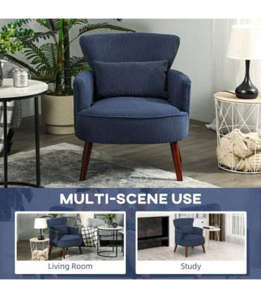 HOMCOM Armchair with Padded Seat and Backrest for Living Room, Blue