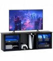 HOMCOM 160cm TV Unit w/ LED Lights for 65" TV Modern TV Stand Cabinet Black