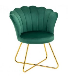 HOMCOM Accent Chair, Velvet Armchair with Lotus Backrest, Steel Legs, Green
