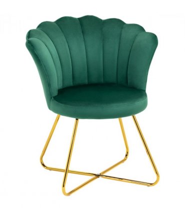 HOMCOM Accent Chair, Velvet Armchair with Lotus Backrest, Steel Legs, Green