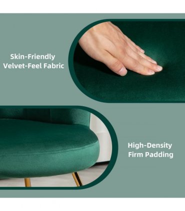 HOMCOM Accent Chair, Velvet Armchair with Lotus Backrest, Steel Legs, Green