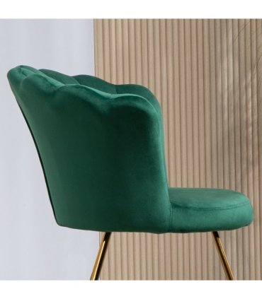 HOMCOM Accent Chair, Velvet Armchair with Lotus Backrest, Steel Legs, Green