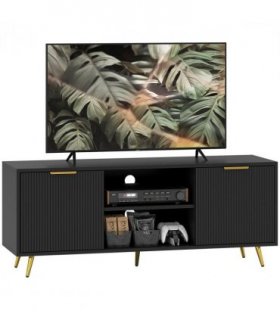 HOMCOM Modern TV Stand Cabinet with Storage for Living Room, Black