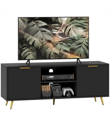 HOMCOM Modern TV Stand Cabinet with Storage for Living Room, Black