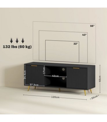 HOMCOM Modern TV Stand Cabinet with Storage for Living Room, Black