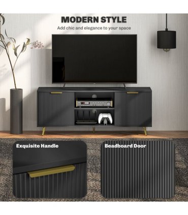HOMCOM Modern TV Stand Cabinet with Storage for Living Room, Black
