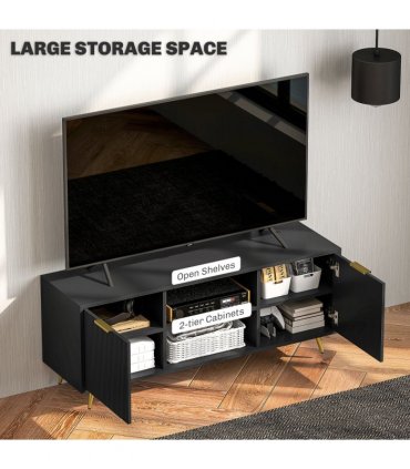 HOMCOM Modern TV Stand Cabinet with Storage for Living Room, Black