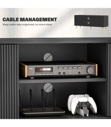 HOMCOM Modern TV Stand Cabinet with Storage for Living Room, Black