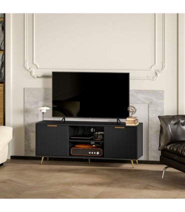 HOMCOM Modern TV Stand Cabinet with Storage for Living Room, Black