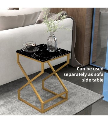 HOMCOM Nest Of Tables, Coffee Table Set with Steel Frame Black/White