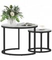 HOMCOM Glass Coffee Table Set of 2, Round Nest of Tables for Living Room