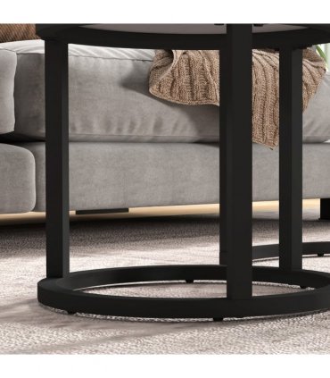 HOMCOM Glass Coffee Table Set of 2, Round Nest of Tables for Living Room