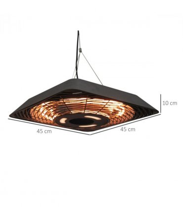 Outsunny 2000W Patio Electric Hanging Ceiling Heater Halogen Remote Aluminium
