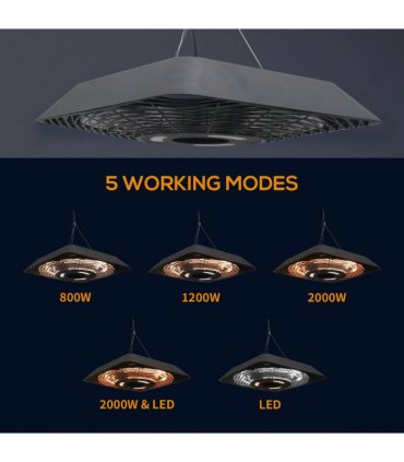 Outsunny 2000W Patio Electric Hanging Ceiling Heater Halogen Remote Aluminium
