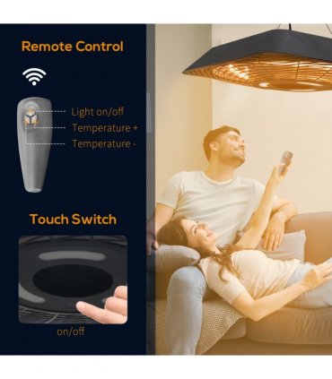 Outsunny 2000W Patio Electric Hanging Ceiling Heater Halogen Remote Aluminium