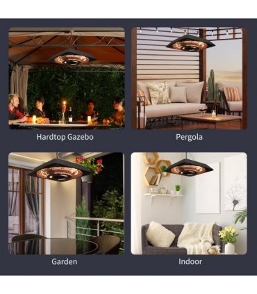 Outsunny 2000W Patio Electric Hanging Ceiling Heater Halogen Remote Aluminium