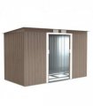 Outsunny 9 x 4FT Metal Garden Storage Shed w/ 2 Door, Light Grey Wood Grain
