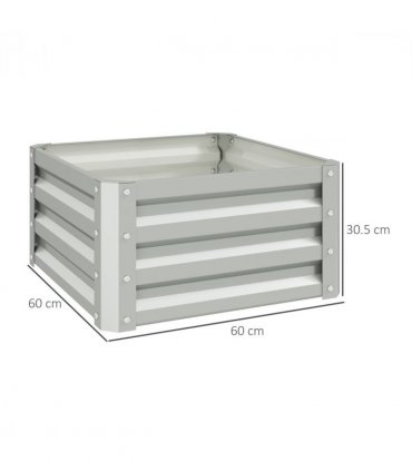Outsunny Set of 2 Raised Garden Bed Galvanised Planter Box, Light Grey