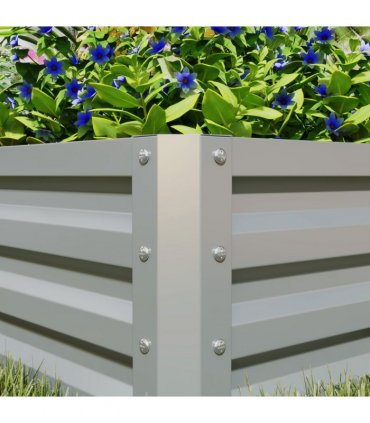Outsunny Set of 2 Raised Garden Bed Galvanised Planter Box, Light Grey