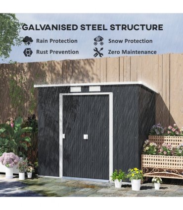 Outsunny 7 x 4ft Metal Garden Storage Shed w/ Double Door Dark Grey